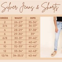 Silver Jeans Measurement Chart