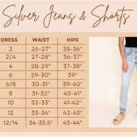 Silver Jeans Size Chart Conversion