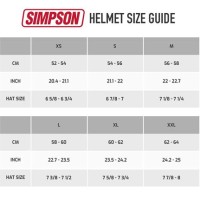 Simpson Motorcycle Helmet Size Chart