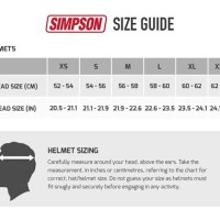 Simpson Racing Helmet Size Chart