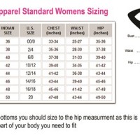 Size Chart For Womens Pants