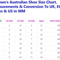 Sizing Chart American To Australian Shoe Size