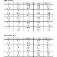 Skechers Shoe Size Chart Inches