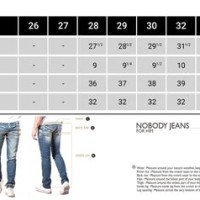 Skinny Jeans Size Chart Mens