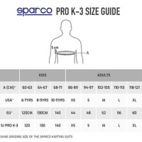 Sparco Kart Suit Size Chart