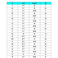 Standard Shoe Size Conversion Chart