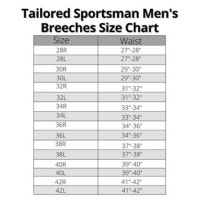 Tailored Sportsman Sun Shirt Size Chart