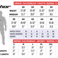 Thor Motocross Gear Size Chart