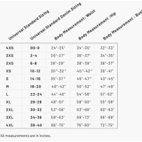 Universal Size Chart Men S Clothing