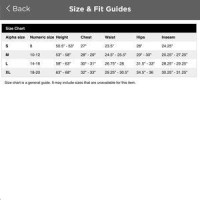 Urban Pipeline Size Chart Mens