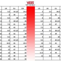 Vans Mens Womens Size Chart