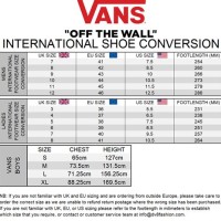 Vans Shoe Size Chart Mens To Womens