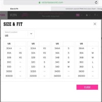 Victoria Secret Measurement Chart