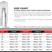 Wax Jeans Shorts Size Chart