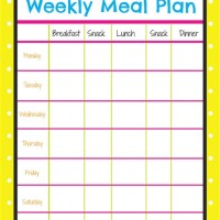 Weekly Dinner Menu Chart