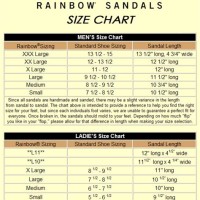 Womens Rainbow Sandals Size Chart