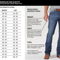 Wrangler Men S Jeans Pants Size Chart