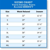 Youth Football Pants Size Chart