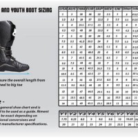 Youth Mx Boots Size Chart