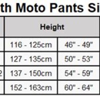 Youth Riding Pants Size Chart