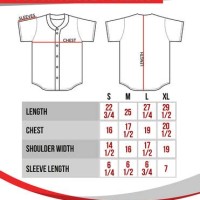 Youth Size Chart For Baseball Jerseys