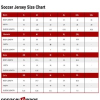 Youth Soccer Jersey Size Chart